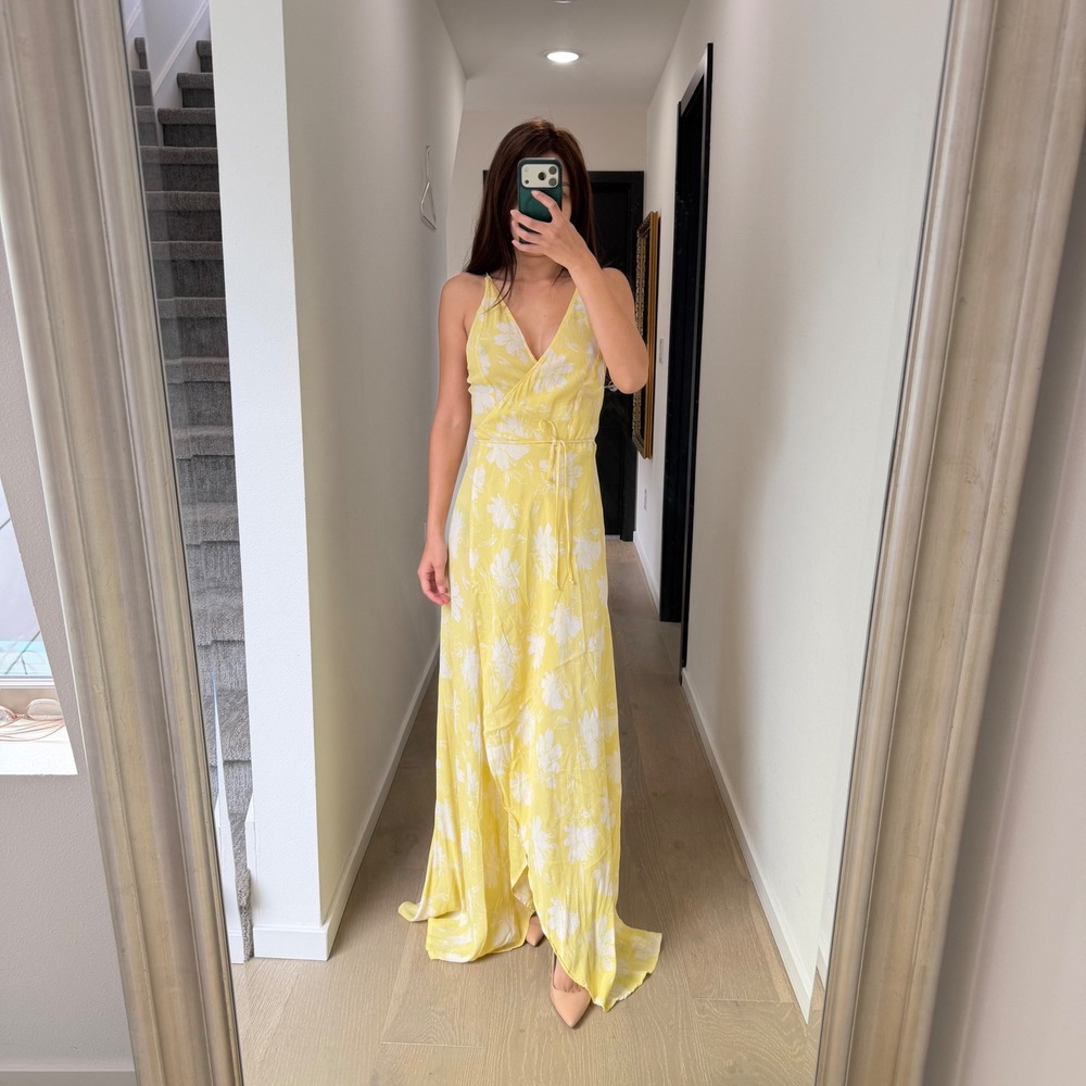 Reformation Maxi Dress Floral Yellow Euro Summer Wedding Boho Graduation M